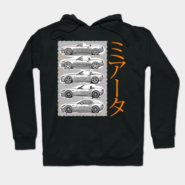 Miata Generations Hoodie by FurryBallBunny